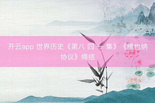 开云app 世界历史《第八 四 一 集》《维也纳协议》缔结