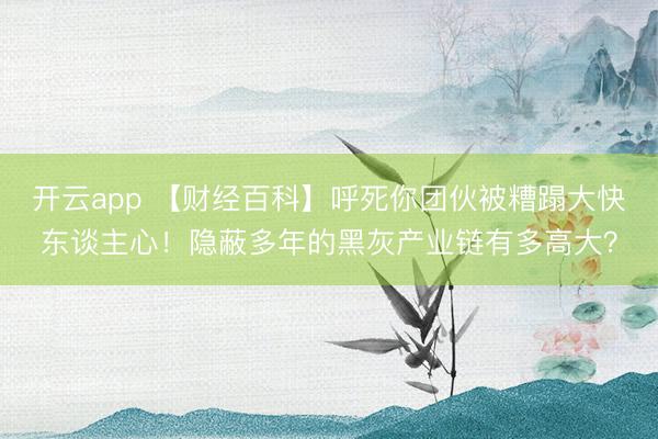 开云app 【财经百科】呼死你团伙被糟蹋大快东谈主心!隐蔽多年的黑灰产业链有多高大?