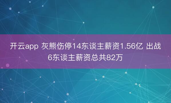 开云app 灰熊伤停14东谈主薪资1.56亿 出战6东谈主薪资总共82万